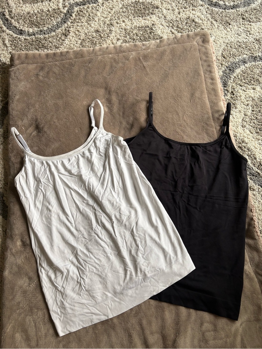 Vanity Fair Classic Women's Spaghetti Strap Tank Top - White and Black